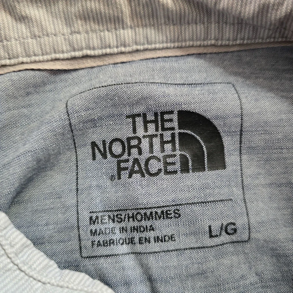 The North Face Button Down Shirt Men's L Gray Short Sleeve Collar Pocket